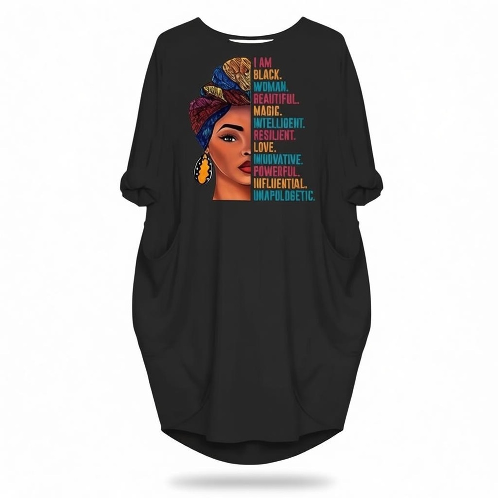 Black Woman Empowerment Graphic Tunic Dress XL